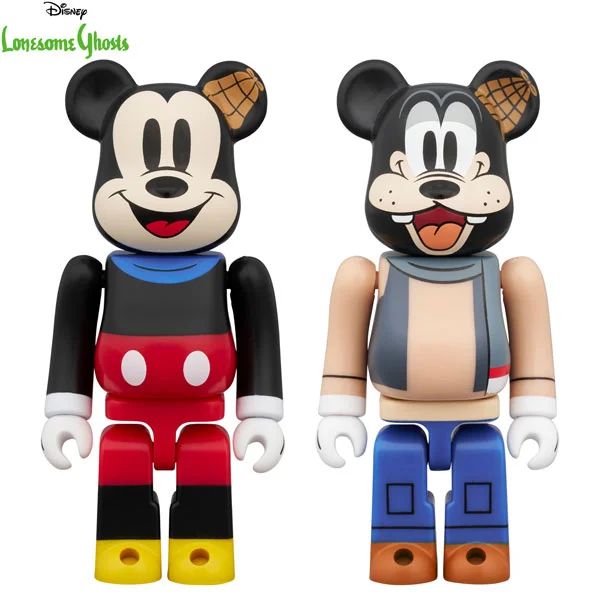 ФИГУРА MEDICOM TOY BEARBRICK MICKEY MOUSE & GOOFY LONESOME GHOSTS VER. 100% НАБОР 2 ШТ. 7 CM