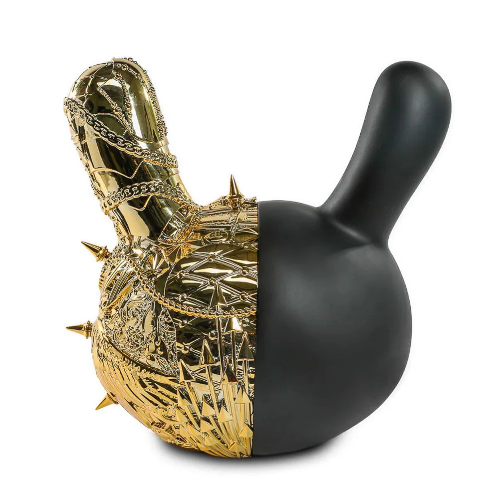 ФИГУРА KIDROBOT TRISTAN EATON 20TH ANNIVERSARY 12'' DUNNY HEAD GOLD/BLACK 30 СМ - 3