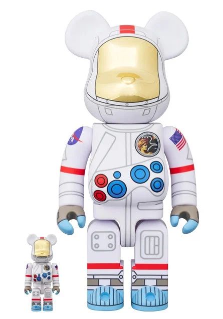 ФИГУРА MEDICOM TOY BEARBRICK APOLLO17 ASTRONAUT 100% & 400% 7 CM & 28 CM - 2